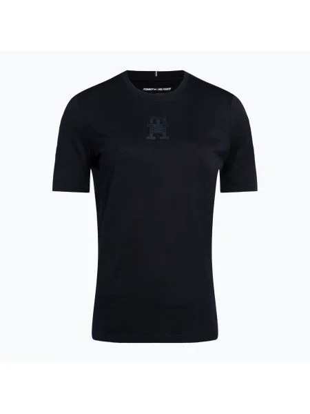 Дамска тренировъчна тениска Tommy Hilfiger Regular Th Monogram blue синьо