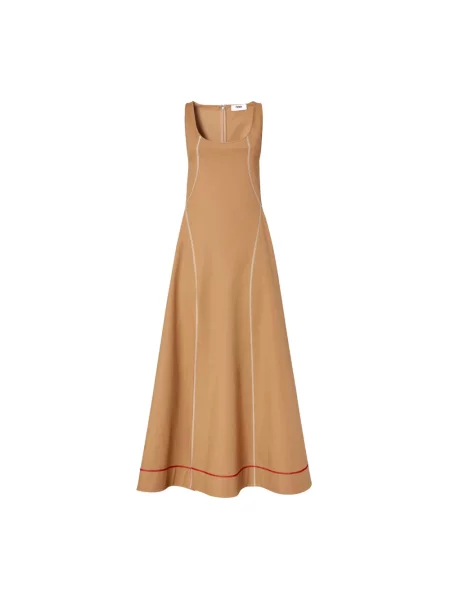 Sukienka midi Fendi bez rękawów do kolan beżowa