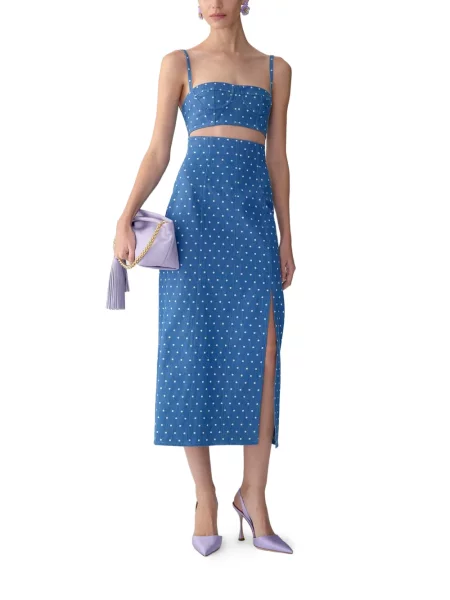 Pöttyös farmer szoknya Carolina Herrera kék