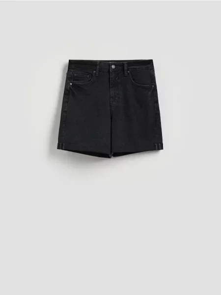 Reserved Pantaloni scurți de blugi cu manșete negru