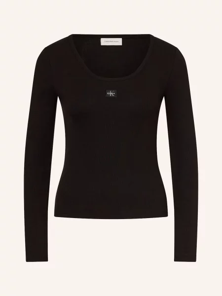 Calvin Klein Jeans Koszulka Z Długim Rękawem schwarz czarna