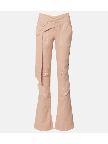 Pantaloni Blumarine evazate din canvas bej