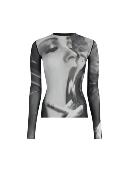 Top Jean Paul Gaultier z nadrukiem z siateczki czarny