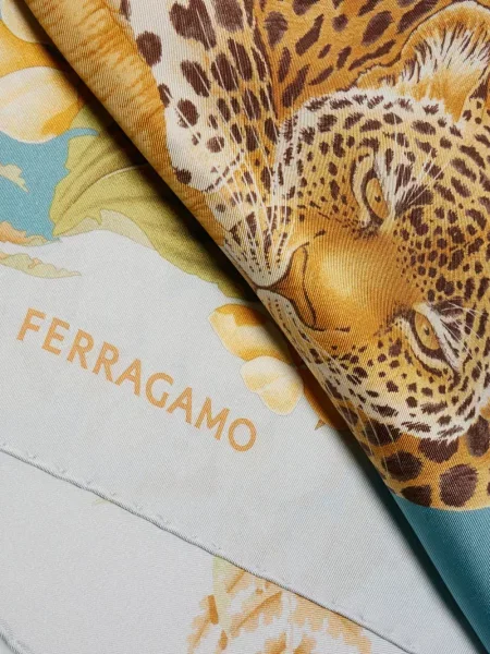 Fular Ferragamo de mătase cu imagine albastru