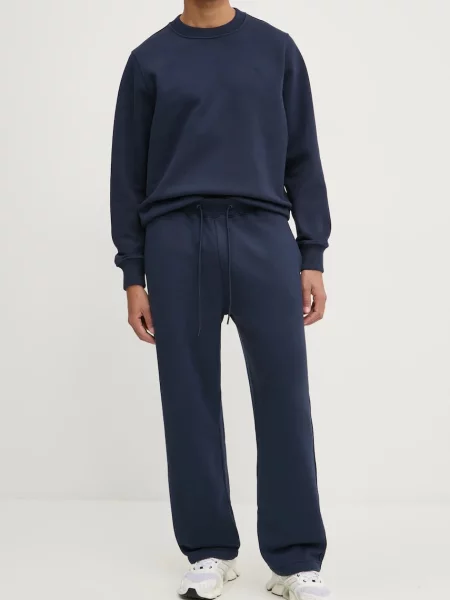 Tepláky Abercrombie & Fitch tmavomodrá hladké