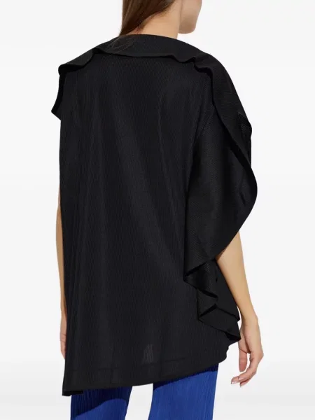 Top Pleats Please Issey Miyake cu volane negru