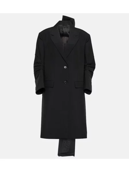 Moherowy płaszcz Prada z kokardką czarny
