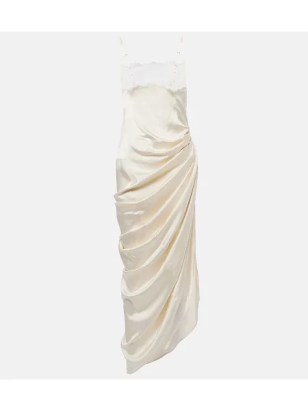 Rochie Jacquemus din satin de costum alb