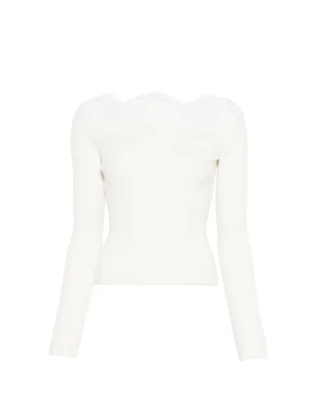 Cămașă Ermanno Scervino cu broderie din dantelă alb