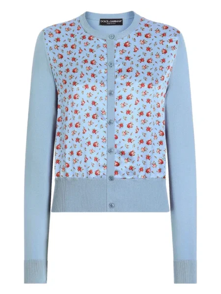 Cardigan Dolce & Gabbana cu model floral cu imagine albastru