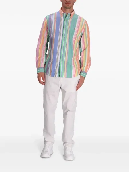 Polo Polo Ralph Lauren cu broderie de in cu dungi alb