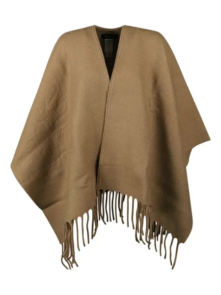 Poncho Fabiana Filippi cu franjuri de lână maro