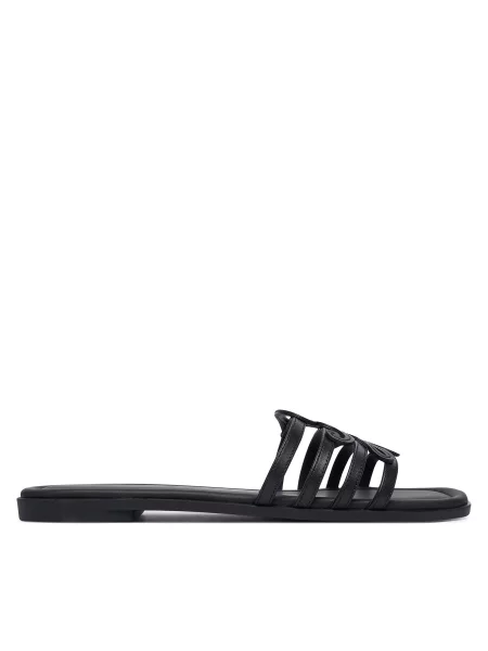 Чехли Tommy Hilfiger Th Script Flat Mule Lth черен