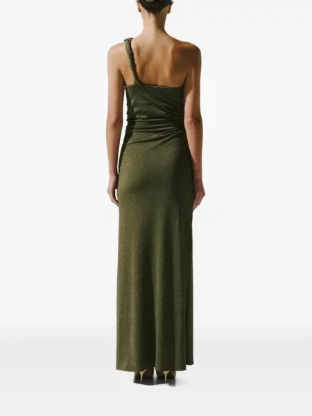 Rochie maxi Baobab cu volane cu un umăr gol verde
