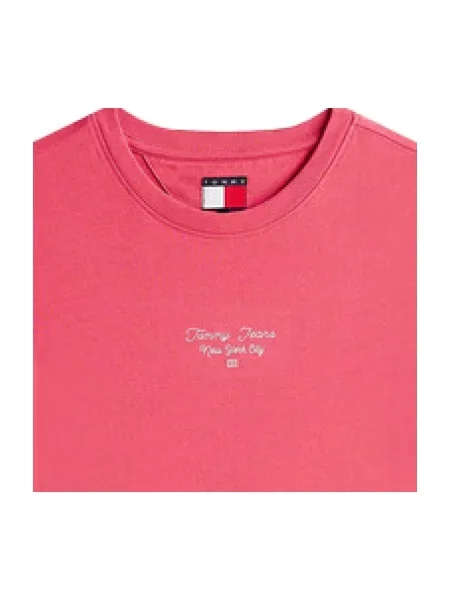 Tricou Tommy Jeans cu autograf roz