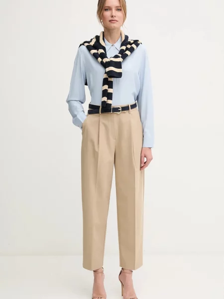 Tommy Hilfiger spodnie proste high waist beżowy