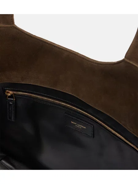 Semišová prešívaný shopper kabelka Saint Laurent zelená