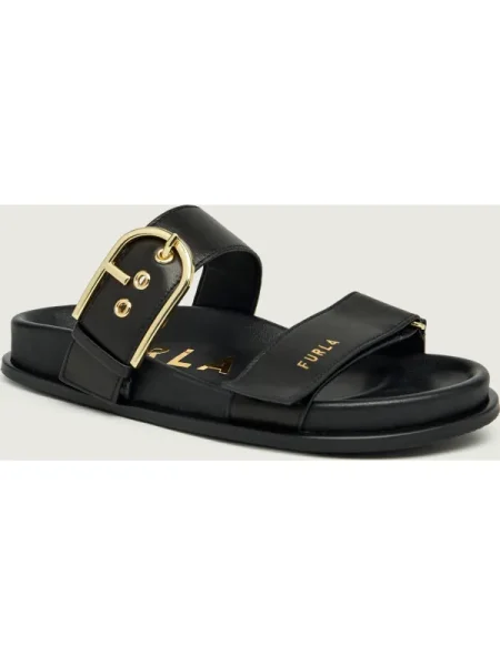 Furla De piele șlapi FURLA SOLEA negru