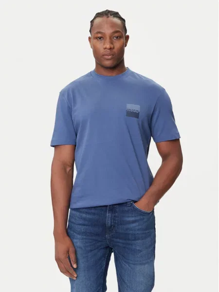 T-shirt z nadrukiem z logo model ‘Dusplito’ Hugo niebieska