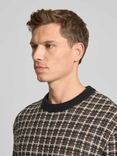 Sweter o kroju regular fit z dzianiny z mieszanki wełny model ‘MIKOLAS’ Selected Homme
