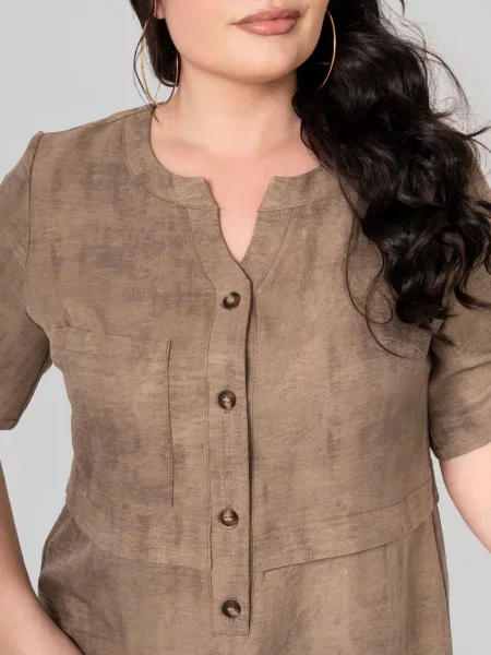 Лляна Сукня міді All Posa бежевий