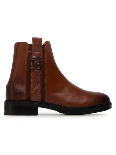 Botki Tommy Hilfiger skórzane brązowe