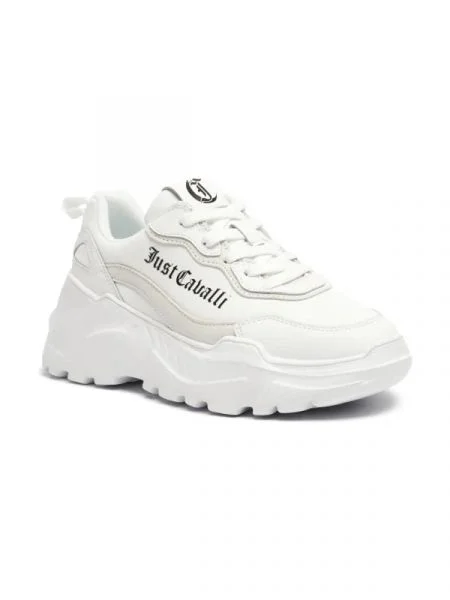 Just Cavalli Sneakers Fondo Casper cu adaos de piele alb