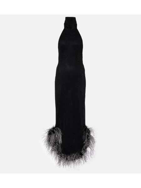 Rochie maxi Oseree cu gât halter de costum negru