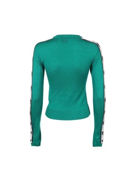 Sweter Chiara Ferragni Collection wełniany w paski z paskiem zielony