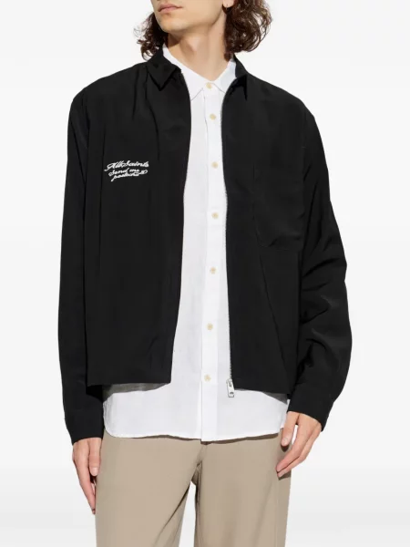Geacă cămașă Allsaints cu broderie negru