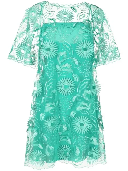 Rochie mini Alberta Ferretti cu model floral de costum verde