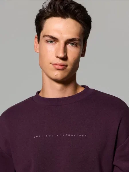 Sinsay Crewneck mikina s nápisem fialová