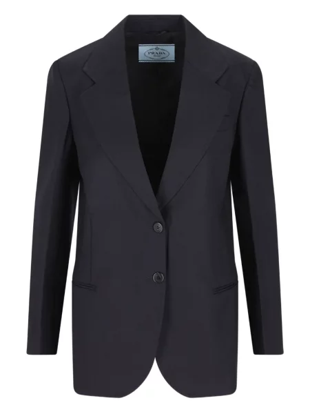 Sacou Prada cu model herringbone albastru