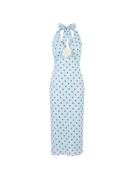 Rochie midi Sleeper cu buline cu decolteu în V albastru