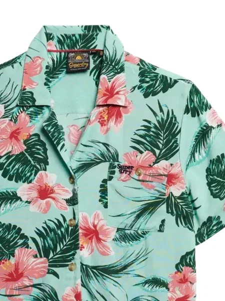 Cămașă Superdry cu model floral cu imagine verde