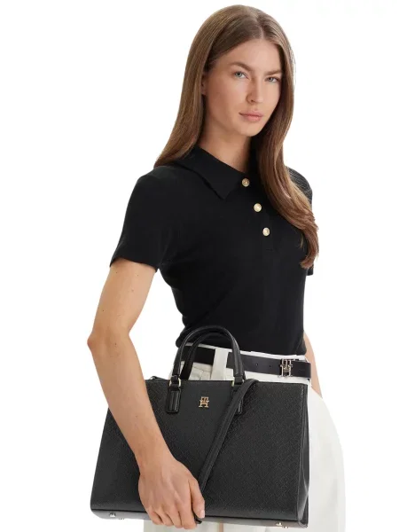 Tommy Hilfiger Kabelka Th Daily Satchel Mono čierna