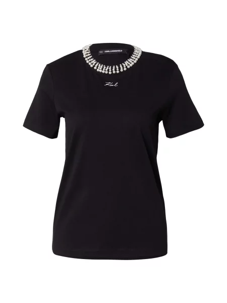 Karl Lagerfeld Tricou negru / perlat alb
