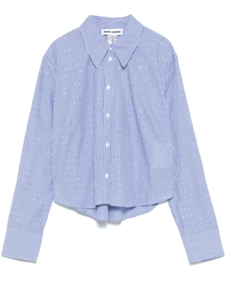 Cămașă Dkny cu dungi din poplin albastru