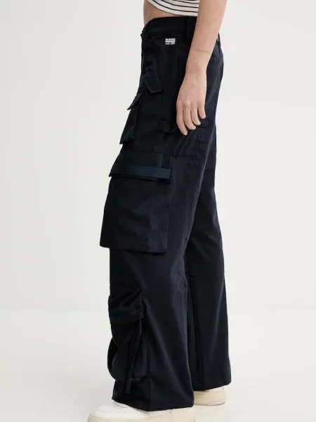 G-Star Raw pantaloni din lână femei bleumarin fason cargo high waist