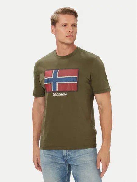 Napapijri Marškinėliai S-Flag Tiki Ss Tamsiai žalia