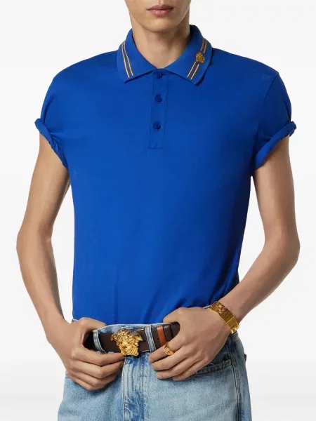 Polo Versace cu broderie albastru