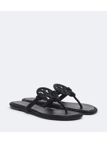 Kožené tangá Tory Burch čierna