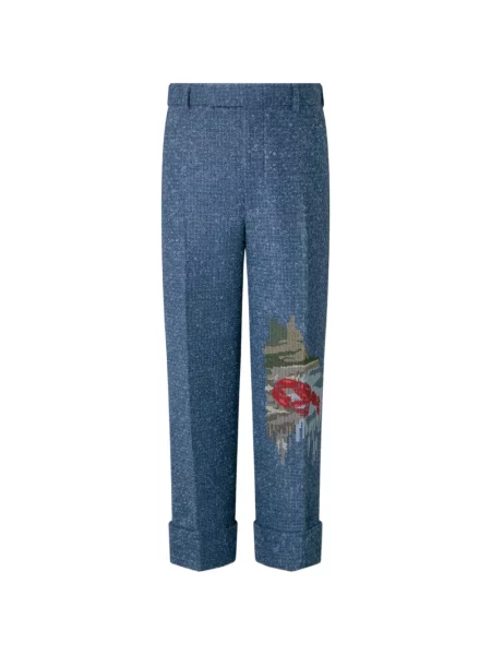 Pantaloni Thom Browne din tweed albastru