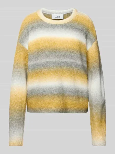 Sweter z dzianiny z okrągłym dekoltem model ‘AMIRA’ Jjxx żółty