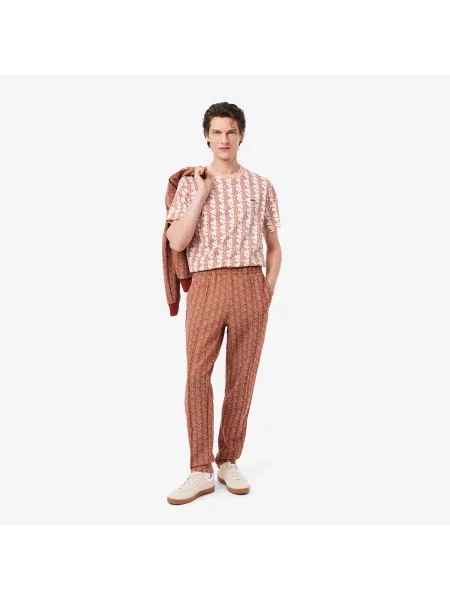 Lacoste Spodnie Dresowe Z Monogramem Paris brązowy