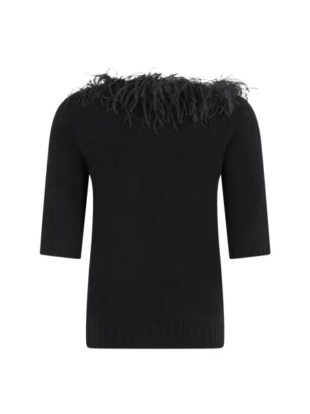 Sweter Fabiana Filippi wełniany w piórka czarny