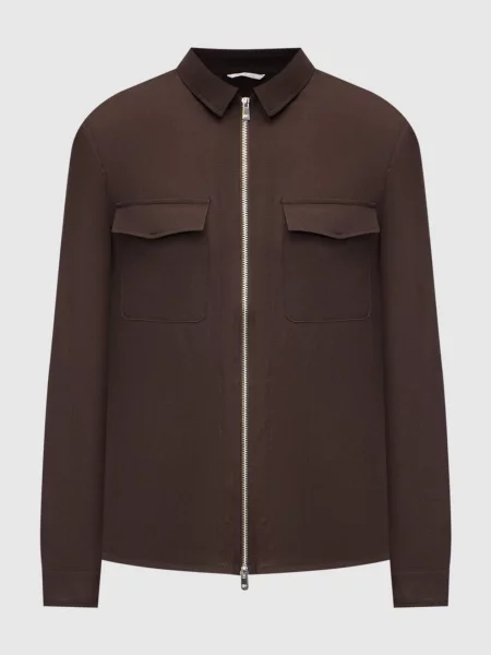 Сорочка з вовни та шовку Marco Pescarolo коричнева