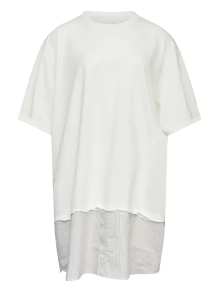 Mała sukienka koszulowa Mm6 Maison Margiela w paski garniturowa biała