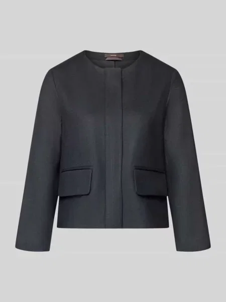 Żakiet o kroju slim fit z ukrytym zamkiem błyskawicznym i z patką Windsor czarna