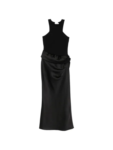 Rochie maxi Patrizia Pepe din satin de costum negru